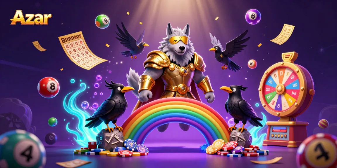 Engage with Azar video chat, where colorful lottery balls explode around vibrant casino symbols.