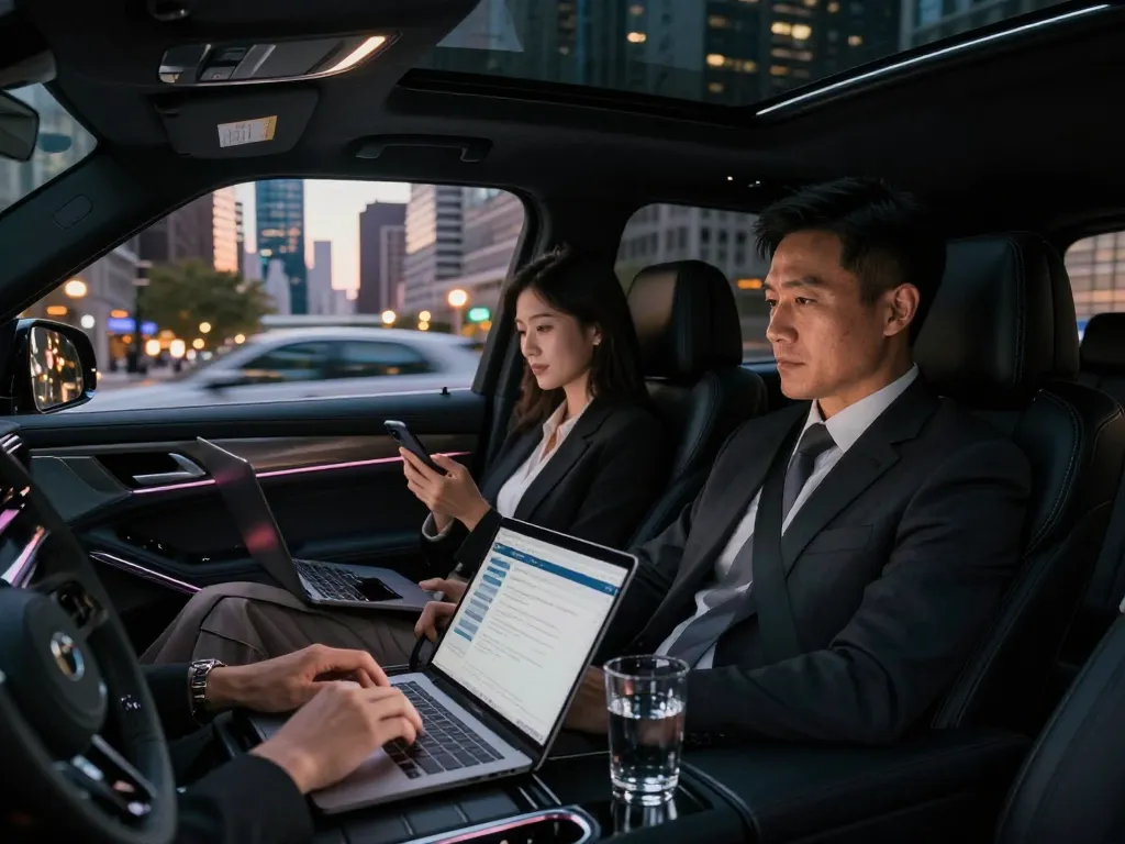 Luxury Chicago black car service featuring comfy leather seats and professional chauffeur