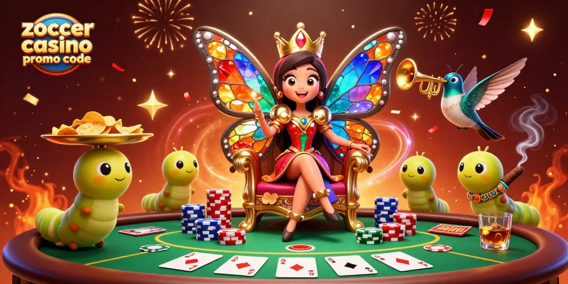Win spectacular prizes with Zoccer Casino promo code in an ultra-detailed online casino illustration.