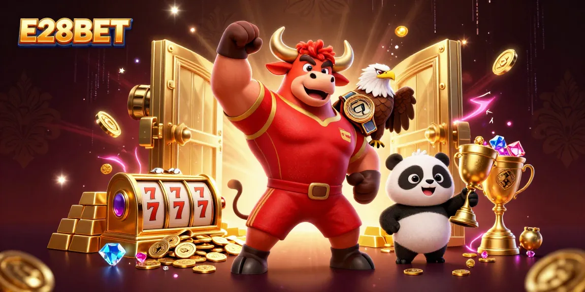 Experience E28BET's vibrant 3D casino illustration filled with excitement and winning opportunities.