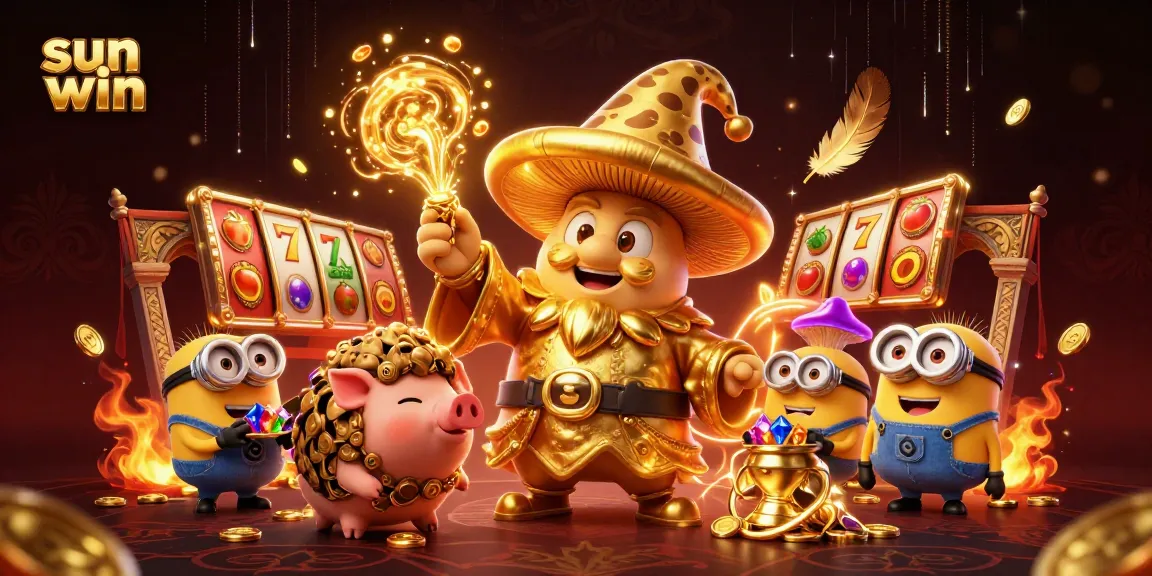 Win at sun win with an exciting online slot game featuring a magical mushroom wizard and treasures.
