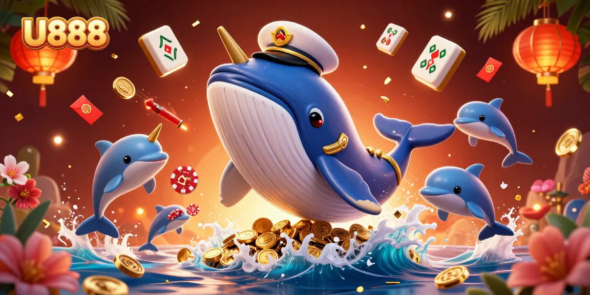 Experience thrilling wins at U888 with playful dolphins, a whale, and coins flying!