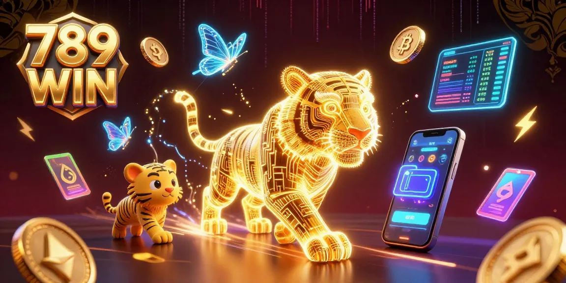 Experience thrilling wins at 789 WIN with a captivating digital casino scene featuring vibrant characters.